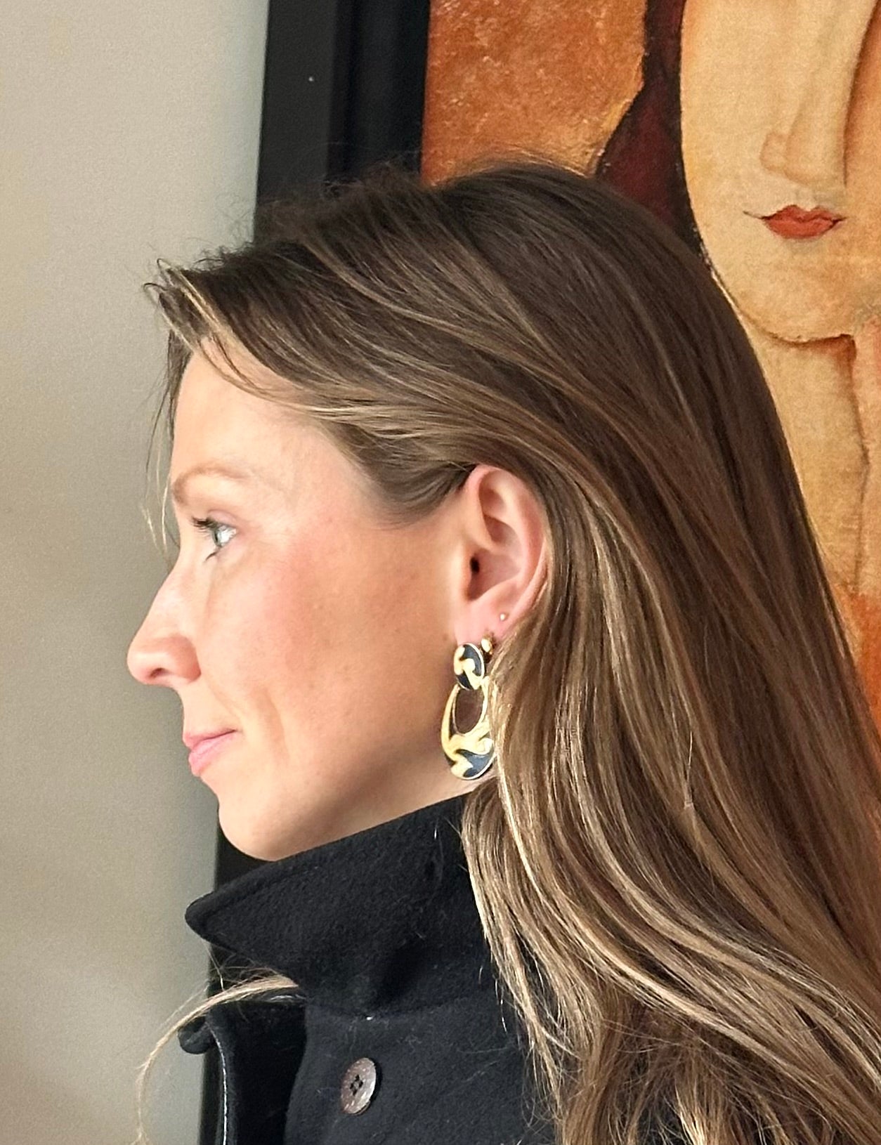 90's Door-Knocker Earrings | Brass & Enamel Earrings |