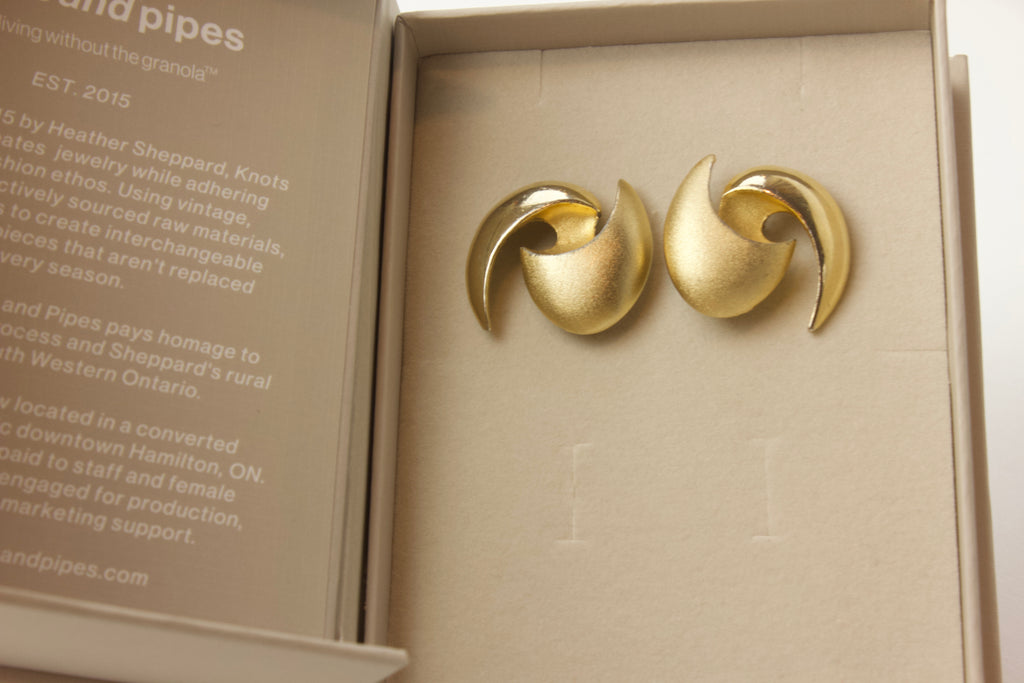 Two-Tone Vintage Clip On Earrings