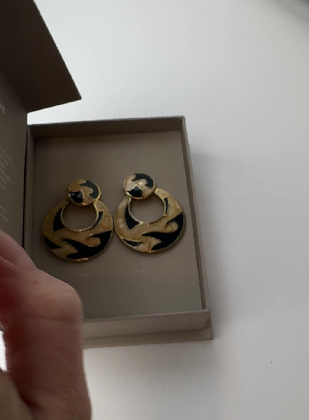 90's Door-Knocker Earrings | Brass & Enamel Earrings |